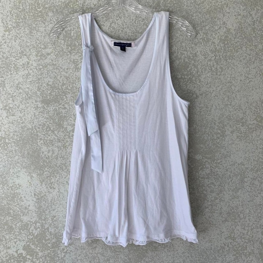 Americal‎ Eagle Women's White Tank Top Ruffle Botton Side Bow Babydoll Y2K inspo